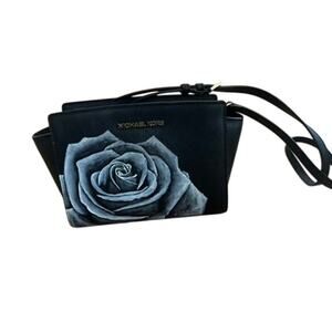 NWOT Michael Kors small black handbag w outer case black w gray rose design